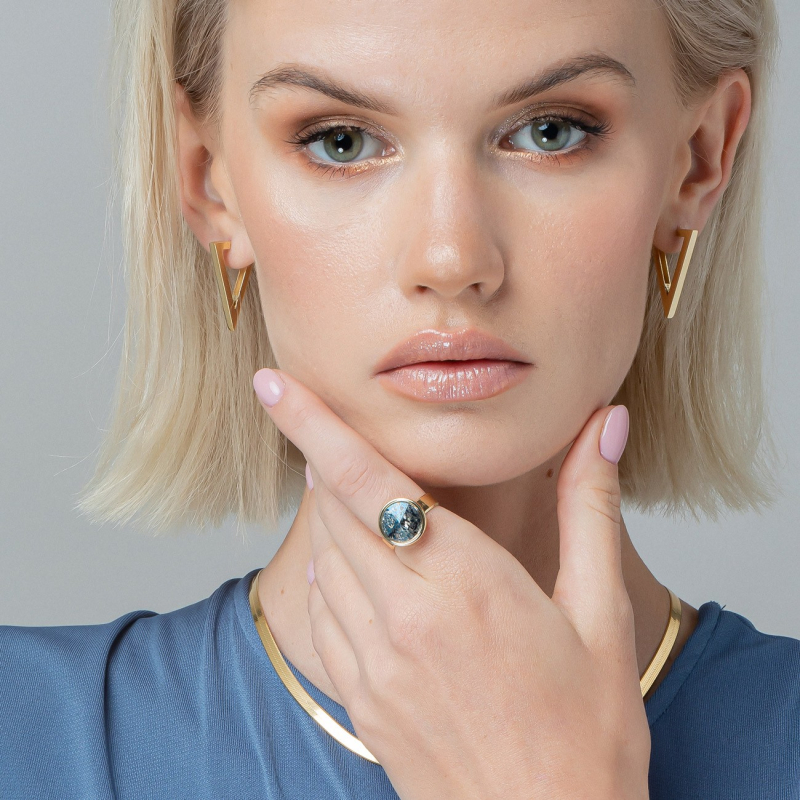 Silver ring with GAVBARI crystal - Blue Patina                                    