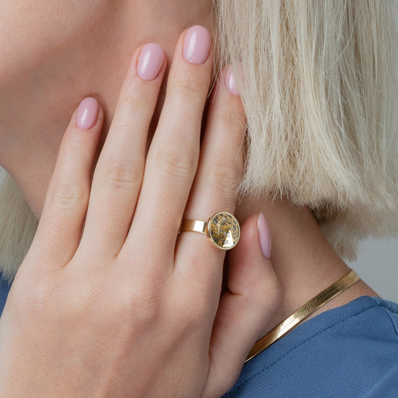 Silver ring with GAVBARI crystal - Golden Patina                                    
