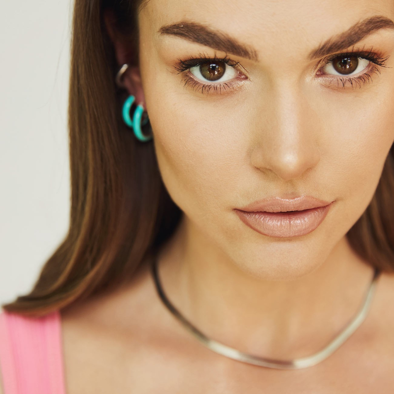 Medium enamel earrings - turquoise, silver 925 gold plated                                    