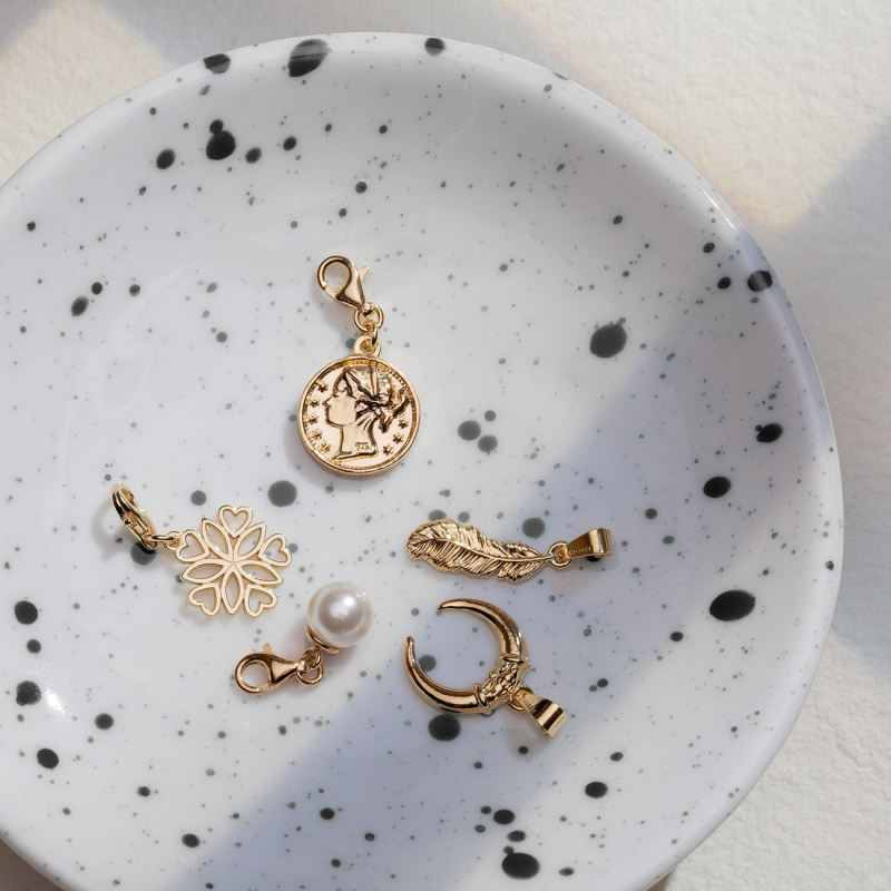 Moon pendant, sterling silver 925 platinum plated                                    