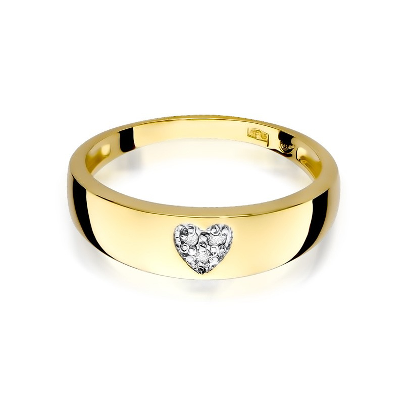 Goldener Ring mit Herzförmigem Diamanten – Modern, gold 585 weiß                                     