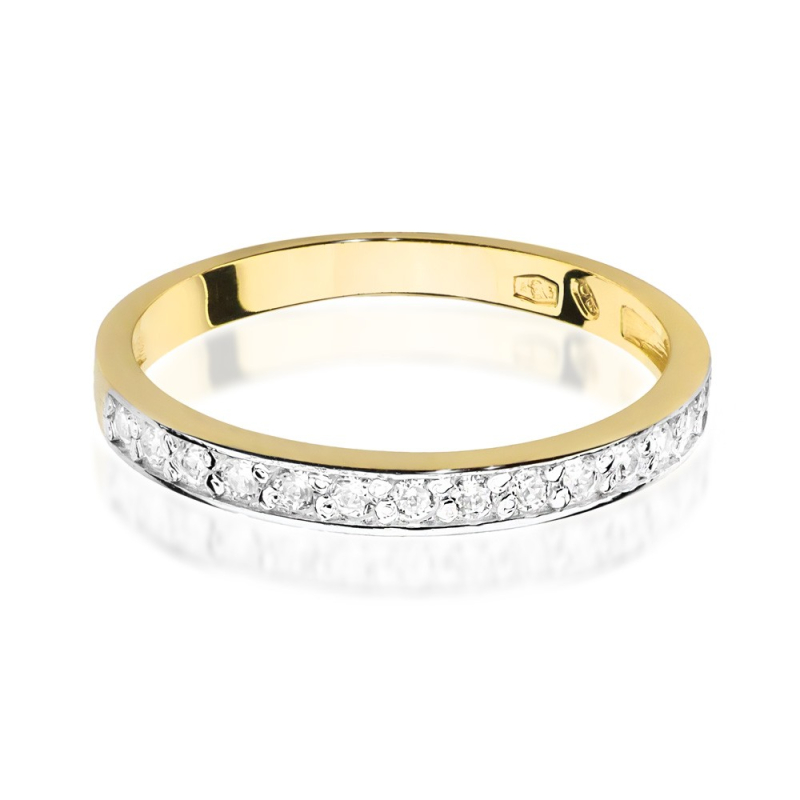Gold delicate wedding ring with diamonds - Glamor, gold 585 yellow                                    