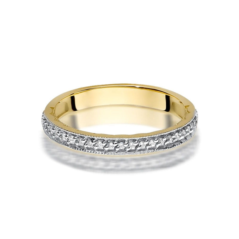 Gold minimalist wedding ring with diamonds - Glamor, gold 585 white                                     