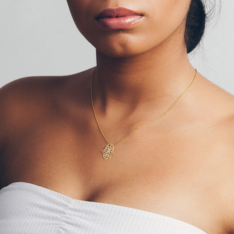 Gold celebrity necklace - hand of fatima gold 585                                    