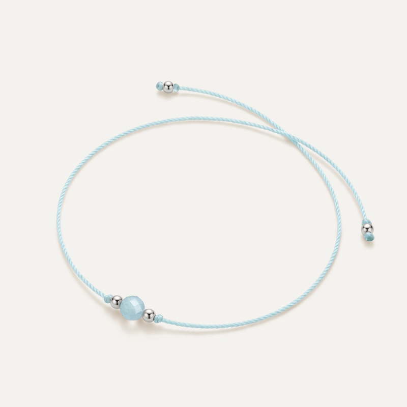 Harmony bracelet with aquamarine, Sterling Silver 925 Plated with Platinum                                    