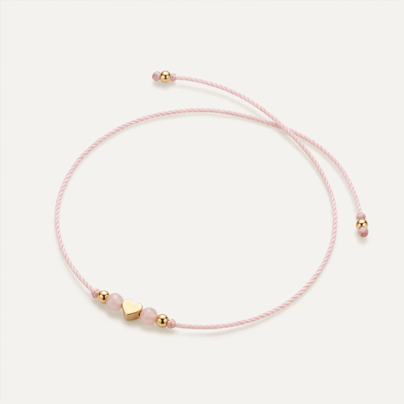 Love bracelet with pink opal, Sterling Silver 925, gold plated