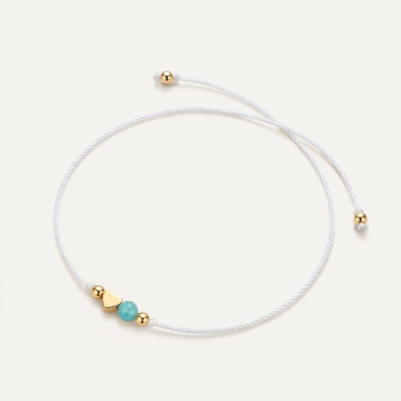 Love bracelet with turquoise, Sterling Silver 925, gold plated