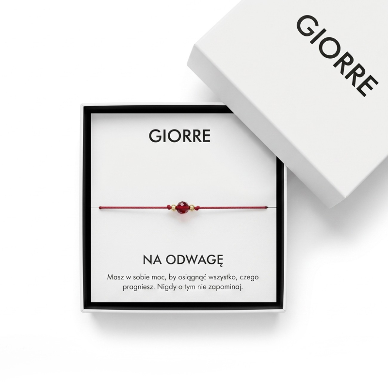 Bransoletka odwagi z granatem, srebro 925 pokryte platyną                                    