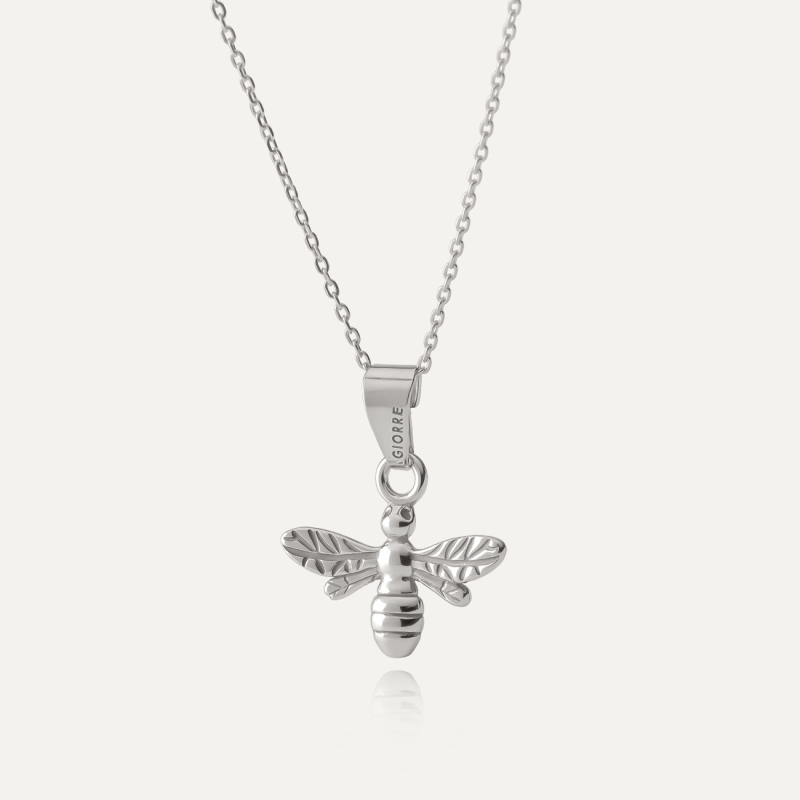 Bienen-Halskette, 925er Silber, platiniert