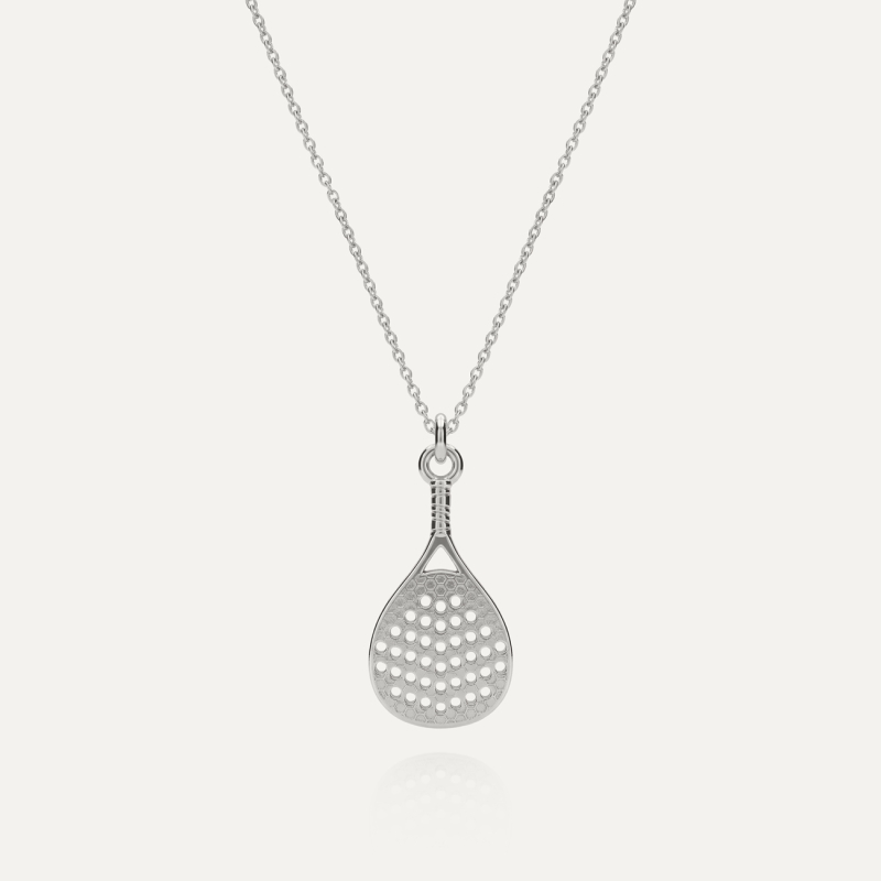 Naszyjnik rakieta do padla, srebro 925 w pokryciu platyną