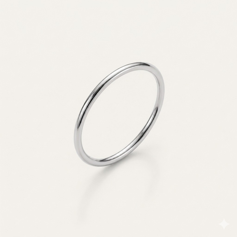 Midi Knuckle Ring 1 mm aus 925er Sterlingsilber mit Platinbeschichtung