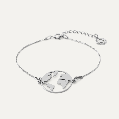 Barcelet - Globe, sterling silver 925 platinum plated