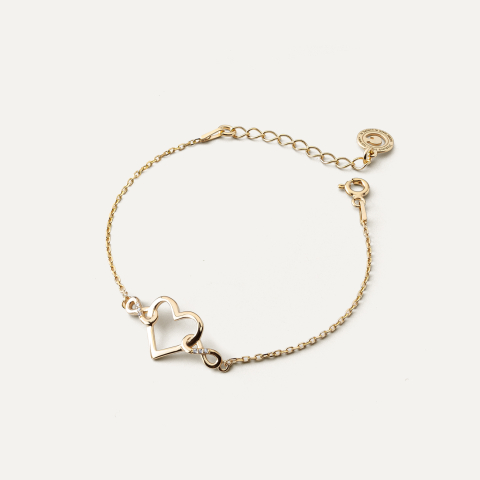 Bracelet on an anchor chain, heart and infinity, sterling silver 925, gold plated