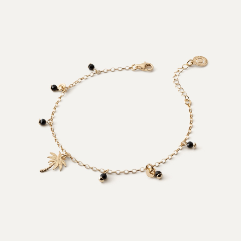 Palm bracelet with black spinel, 925 silver with gold plating
