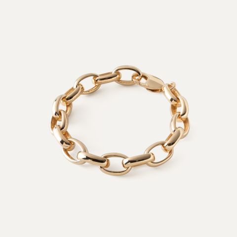 Thick polished bracelet, sterling silver 925 gold plated