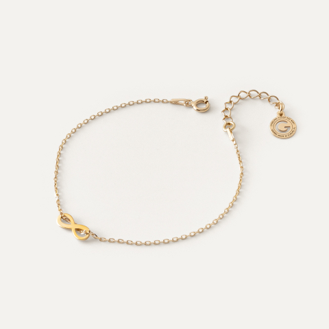 Bracelet with Threaded Infinity Pendant, Sterling Silver 925, gold plated