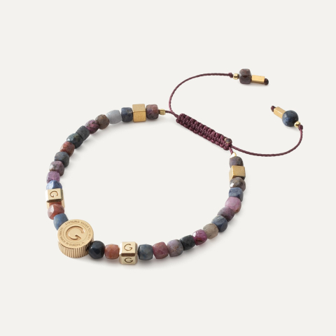 Bracelet with ruby and sapphire, sterling silver 925 gold plated