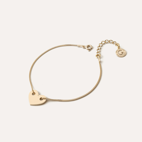 Bracelet with heart pendant, 925 silver with gold plating
