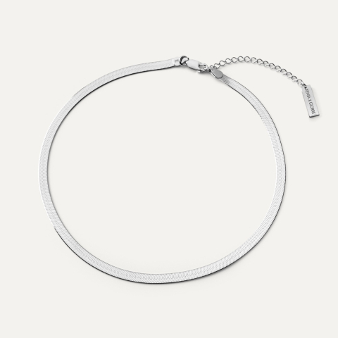 Flat ribbon choker - silver 925 platinum plated