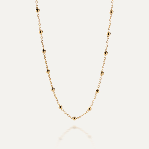 Delicate ankier chain with balls, silver 925 in gold plating