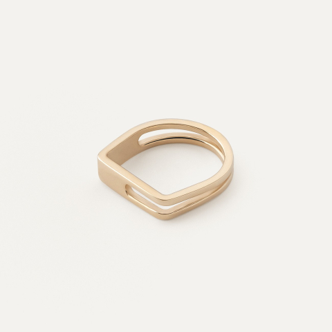 Geometric signet ring gold plated