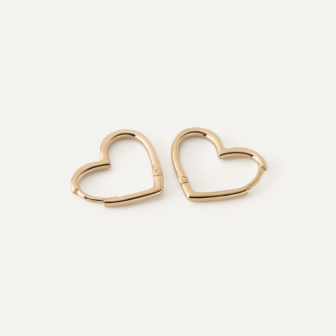 Thin heart earrings, 925 silver with gold plating