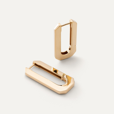 Earrings big rectangles - silver 925 gold plated