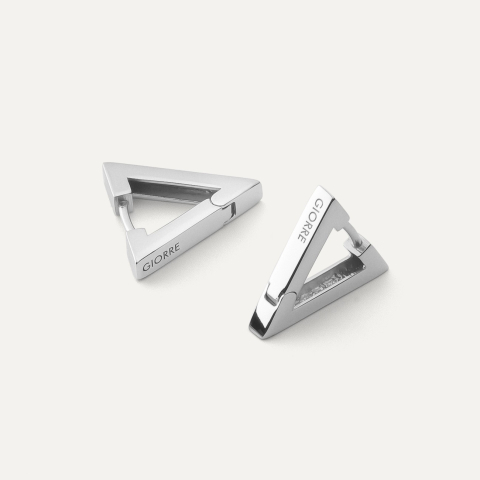 Geometric triangle earrings - small, silver 925 platinum plated
