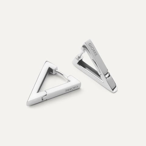 Geometric triangle earrings - medium, silver 925 platinum plated