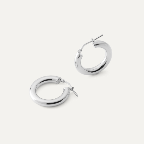 Hoop earrings - donut 3 cm, sterling silver 925 platinum plated