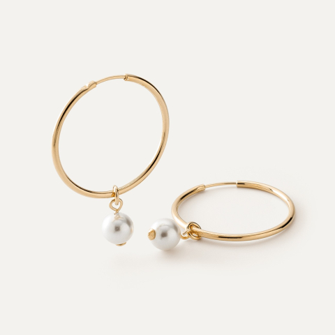 Silver hoop earrings with pearl gold plated