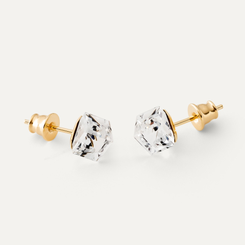 Cube earrings, sterling silver 925 gold plated