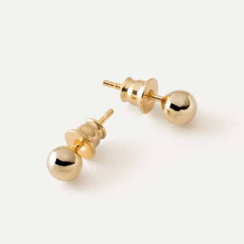 Silver big ball earrings 0,5 cm gold plated