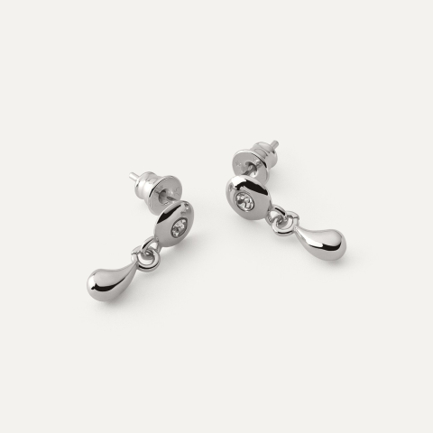 Hanging small teardrop earrings with zirconia platinum plated
