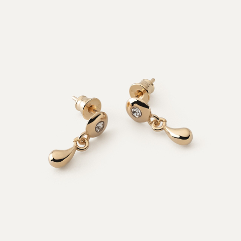 Hanging small teardrop earrings with zirconia gold plated