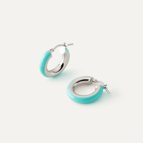 Small enamel earrings - turquoise, silver 925 platinum plated