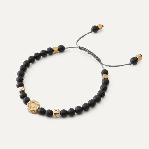 Black spinel bracelet, 925 silver with gold plating