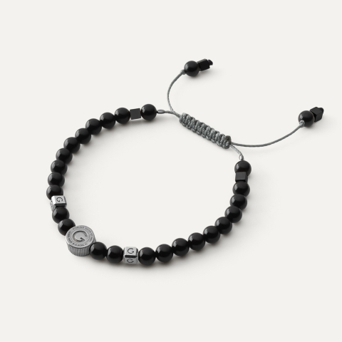 Black spinel bracelet, sterling silver 925 ruthenium plated