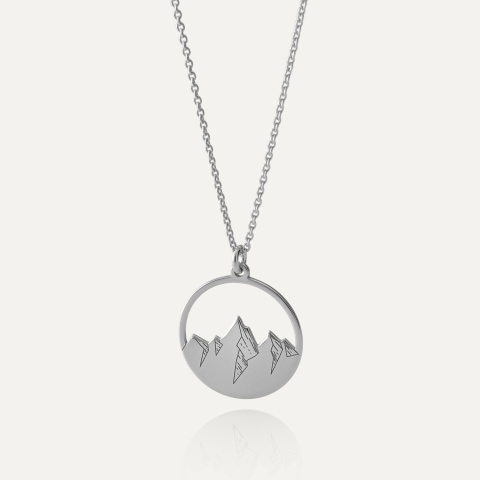 Mountain necklace, 925 silver plated with platinum