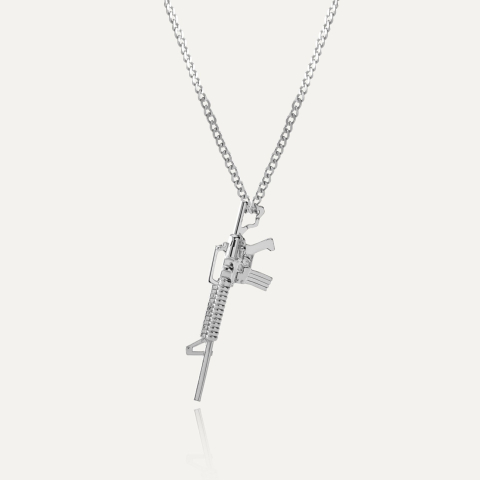 Machine gun necklace, 925 silver with platinum plating