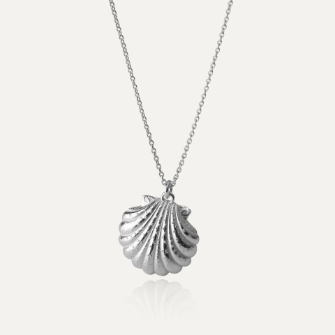 Shell necklace, platinum-plated 925 silver