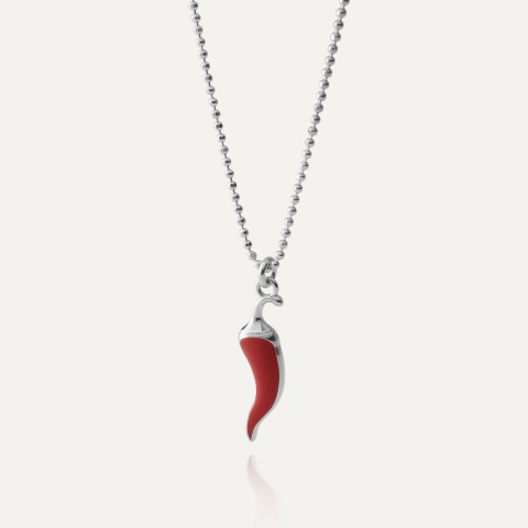 Chili pepper necklace, platinum-plated 925 silver