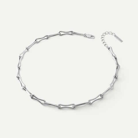 Oblong links necklace - silver 925 platinum plated
