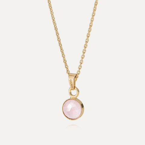 Necklace with pink agate, silver 925 gold plated