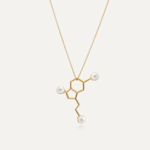 Necklace - serotonin with big pearls, silver 925 gold plated