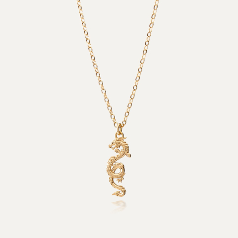 Dragon necklace, sterling silver 925 gold plated