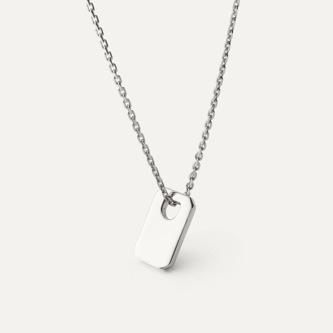 Necklace with geometric pendant platinum plated