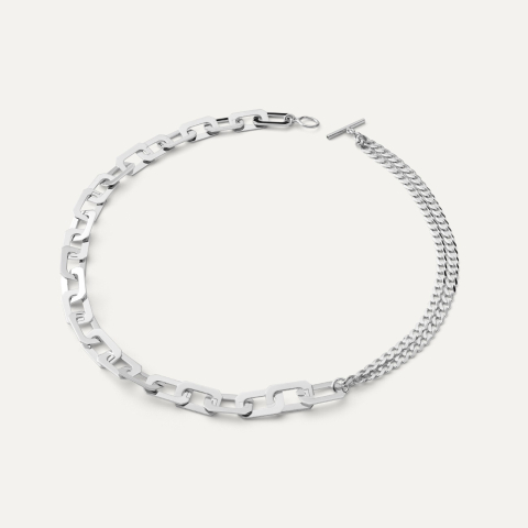 Thick link necklace - silver 925 platinum plated