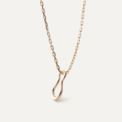 Necklace with irregular blown pendant gold plated