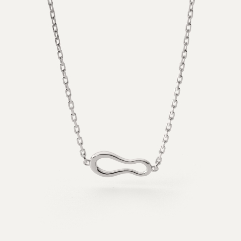 Necklace with horizontal blown pendant platinum plated